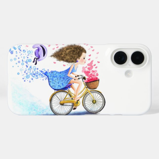Happy Girl with Bike iPhone Case (Back (Horizontal))