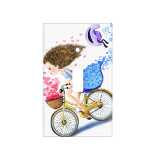 Happy Girl with Bike Light Switch Cover