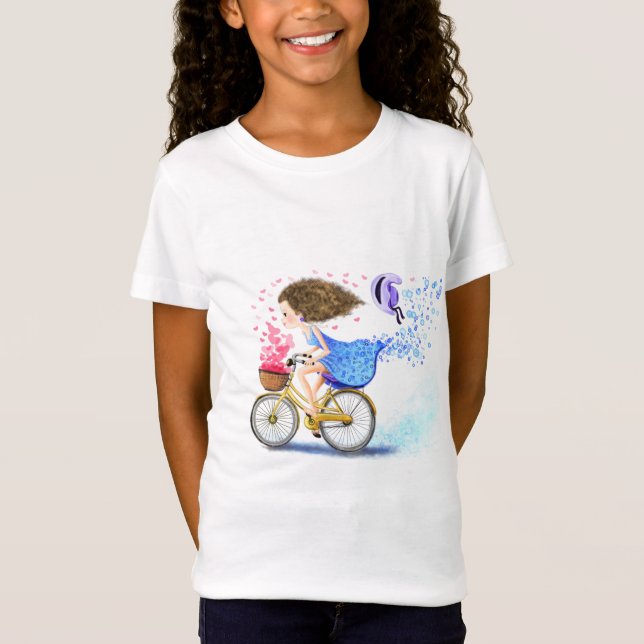 Happy Girl with Bike T-Shirt (Front)