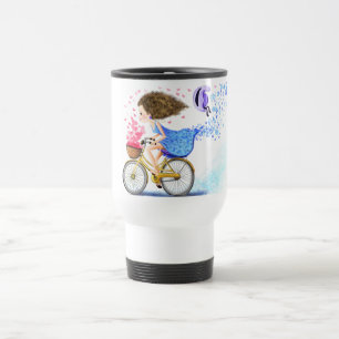 Happy Girl with Bike Travel Mug