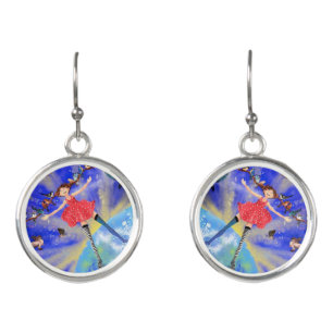 Happy Girl with Birds - Add Your Picture / Text - Earrings