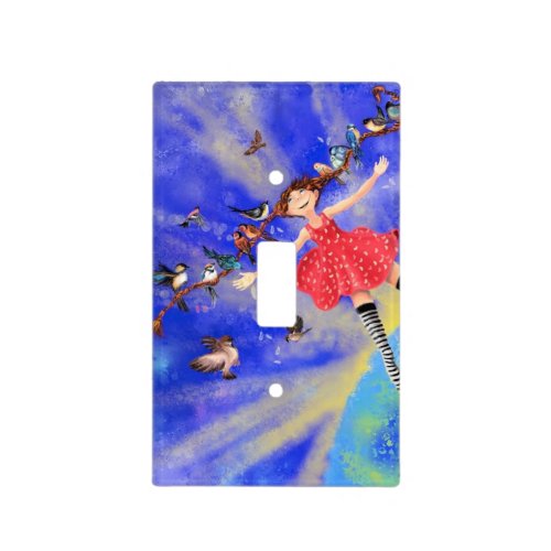 Happy Girl with Birds _ Happines _ Joy Light Switch Cover