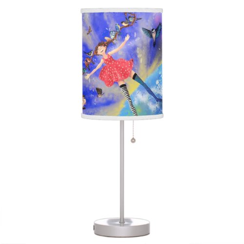 Happy Girl with Birds _ Happines Table Lamp