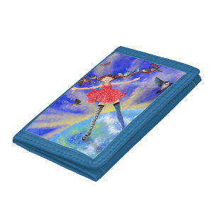 Happy Girl with Birds - Happines Trifold Wallet