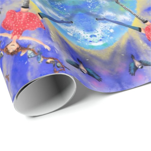 Happy Girl with Birds _ Happines Wrapping Paper