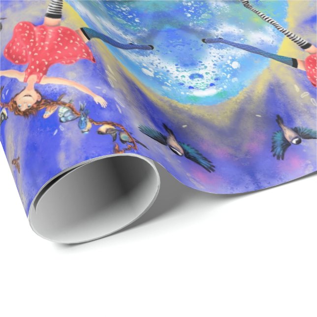 Happy Girl with Birds - Happines Wrapping Paper (Roll Corner)
