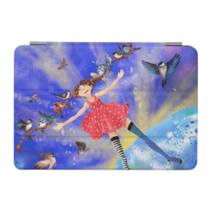 Happy Girl with Birds iPad Cover