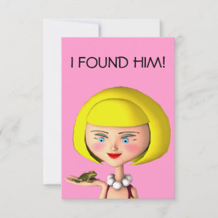 Happy Girl With Frog Prince Invitation