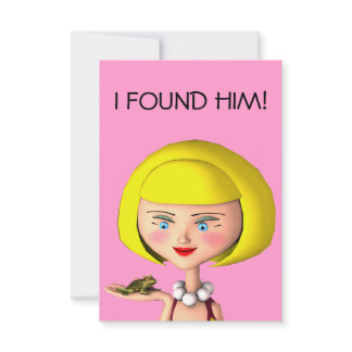 Happy Girl With Frog Prince Invitation