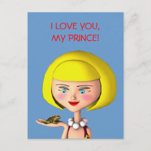 Happy Girl With Frog Prince Postcard
