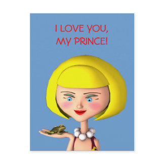 Happy Girl With Frog Prince Postcard