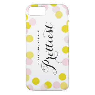 Happy Girls Are The Prettiest Quote Confetti Dots iPhone 8/7 Case