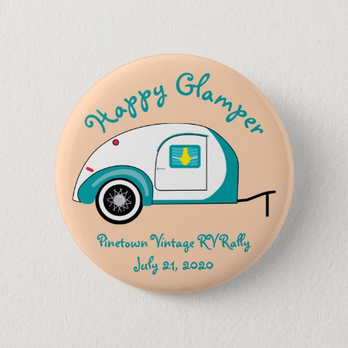 Happy Glamper Aquamarine Vintage Teardrop Trailer Button