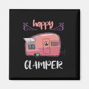 Happy Glamper Camping Lover Girl Camper Camp Vacat Magnet