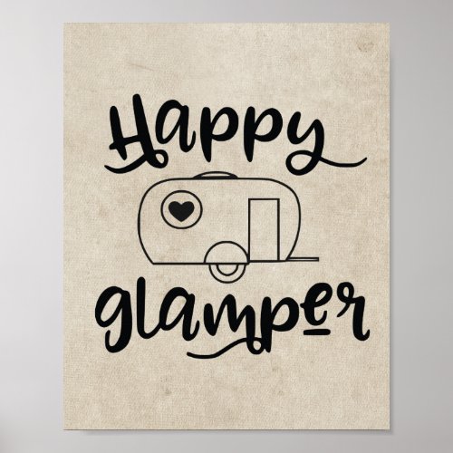 Happy Glamper Camping RV Typography Home Decor