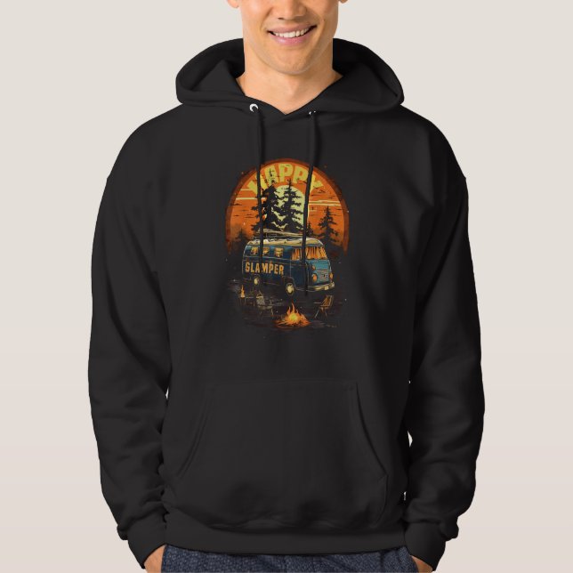 Happy Glamper Caravan Camping Glamping Gear Graphi Hoodie (Front)