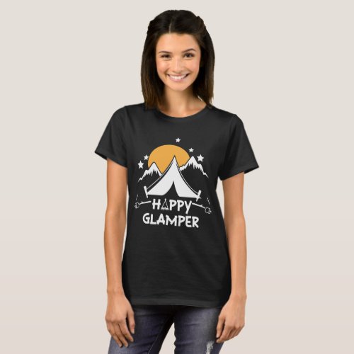 Happy Glamper Cute Glamping Camp T_Shirt