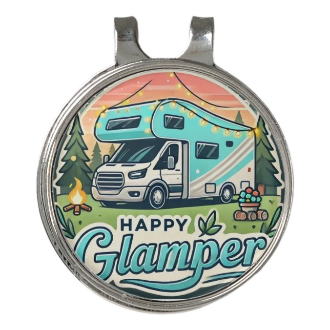 Happy Glamper Golf Ball Marker & Divot Tool Golf Hat Clip (Front)