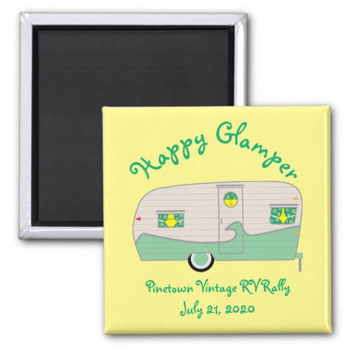 Happy Glamper Green Vintage Canned Ham Trailer Magnet