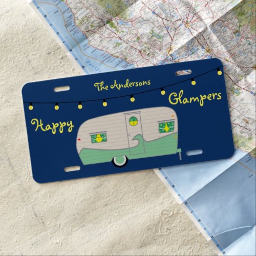 Happy Glamper Mint GreenVintage Canned Ham Trailer License Plate