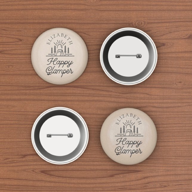 Happy Glamper Nature Brown Monogram  Button (Creator Uploaded)