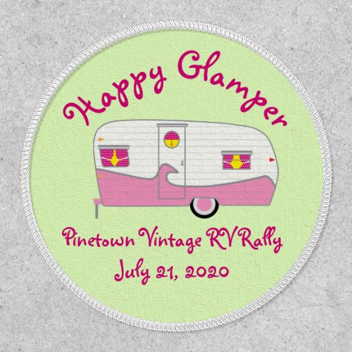Happy Glamper Pink Vintage Canned Ham Trailer Patch