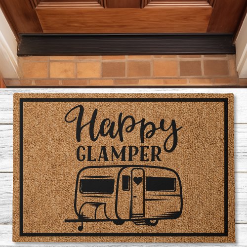 Happy Glamper Rustic Custom Family Camping Doormat