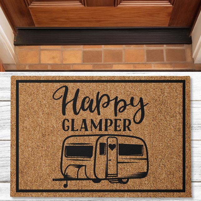 Happy Glamper Rustic Custom Family Camping Doormat (Creator Uploaded)