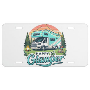Happy Glamper RV Adventure License Plate