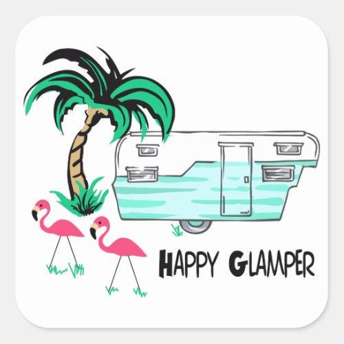 Happy Glamper Square Sticker