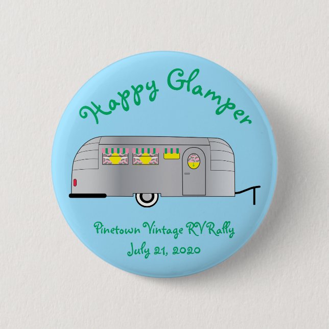 Happy Glamper Vintage Streamline Trailer Button (Front)
