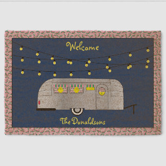 Happy Glamper Vintage Streamline Trailer Fiber Doormat