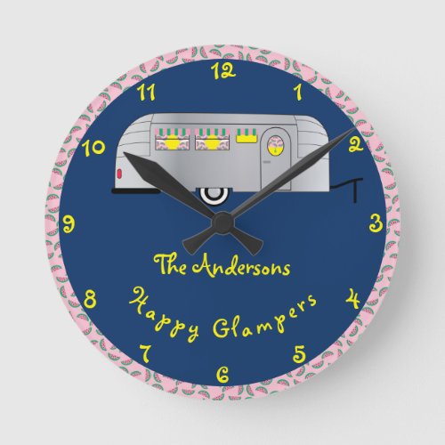 Happy Glamper Vintage Streamline Trailer Round Clock