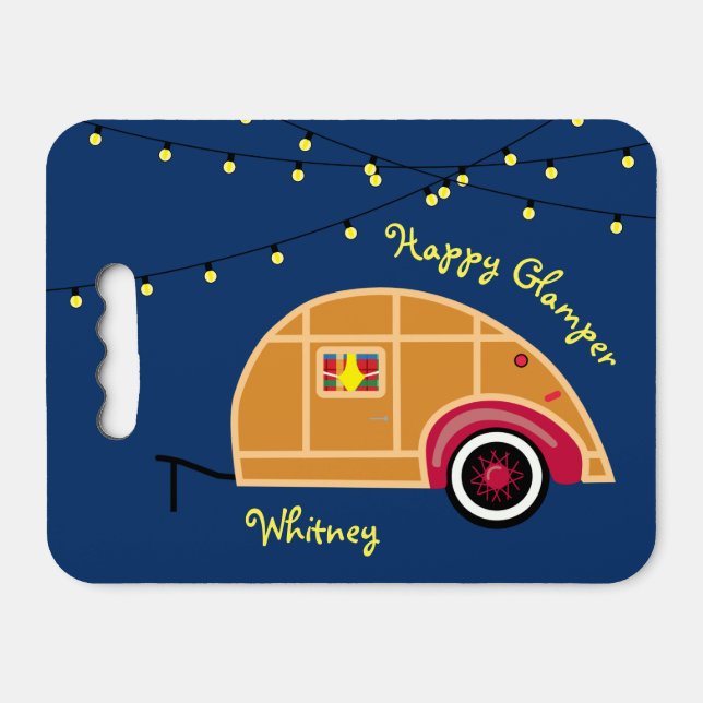 Happy Glamper Woodie Vintage Teardrop Trailer Seat Cushion (Front Horizontal)