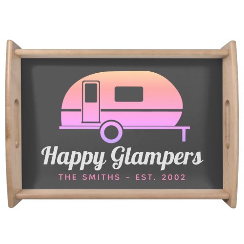 Happy Glampers Pink Ombre Camping Serving Tray