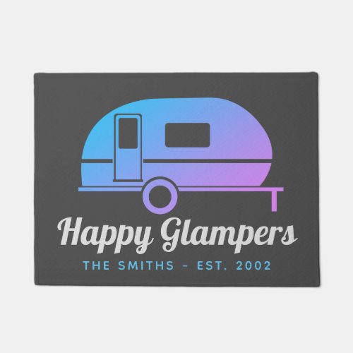 Happy Glampers Purple Ombre Camping Doormat