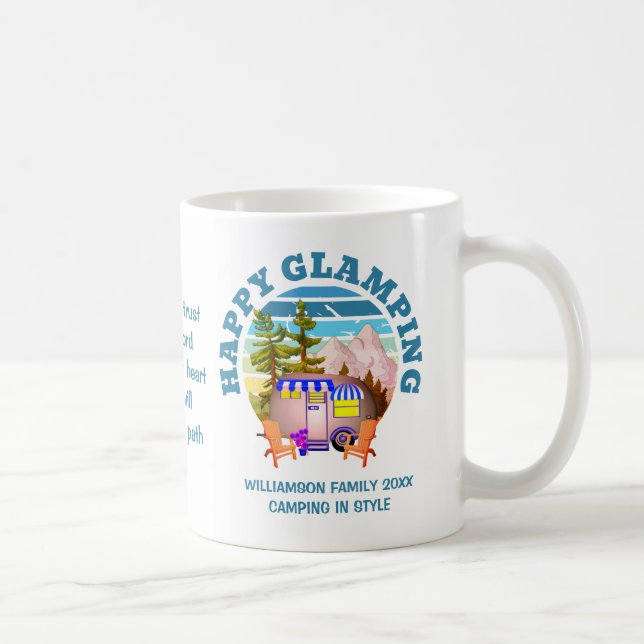 HAPPY GLAMPING Custom Name Family Camping Trip Coffee Mug (Right)