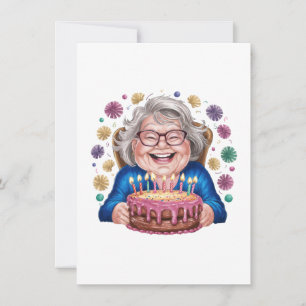 Happy Glasses Granny Bday Graphic Note Card