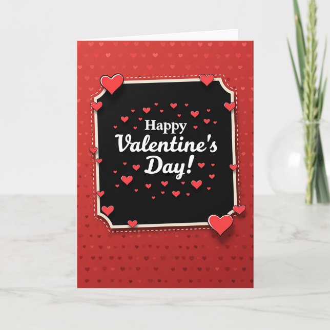 Happy Glossy 3D Heart Valentines Card (Front)