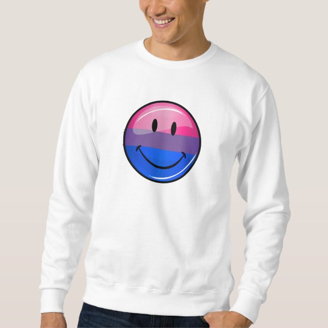 Happy Glossy Bisexuality Pride Flag Sweatshirt (Front)