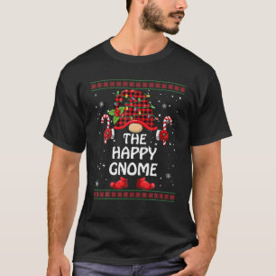 Happy Gnome Buffalo Plaid Matching Family Christma T-Shirt