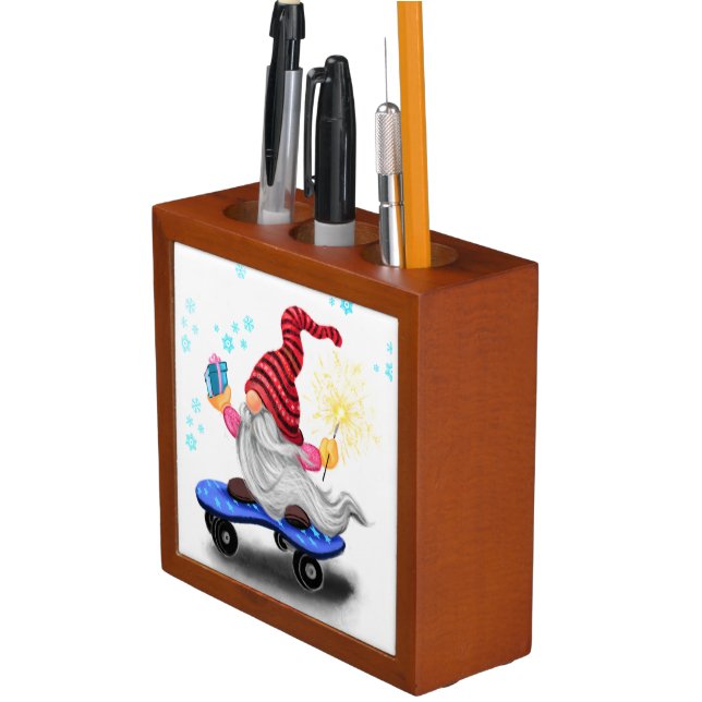 Happy Gnome Christmas Desk Organizer (In Situ)