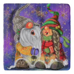 Happy Gnome Christmas Trivet