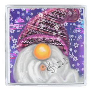 Happy Gnome In Purple Hat Christmas Lapel Pin