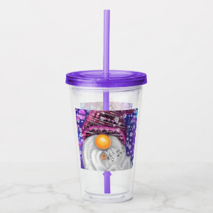 Happy Gnome In Purple Hat Sings A Christmas Song Acrylic Tumbler