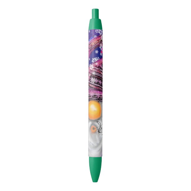 Happy Gnome In Purple Hat Sings A Christmas Song   Pen (Front Vertical)