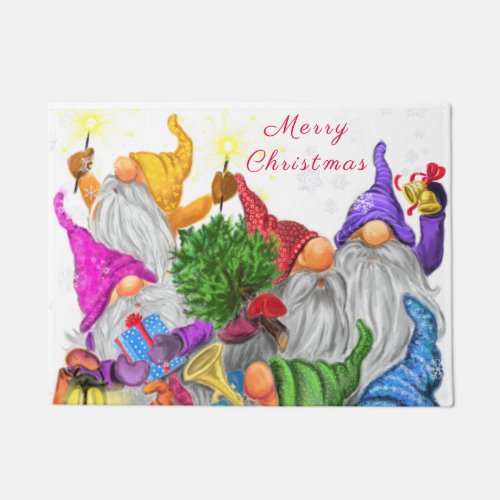 Happy Gnome Party Christmas Doormat