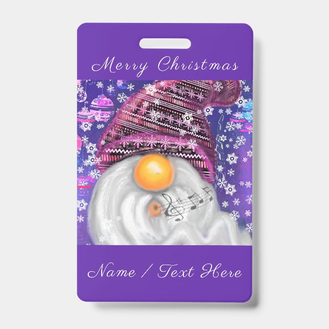 Happy Gnome Personalized Christmas Name Badge (Front)