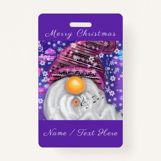 Happy Gnome Personalized Christmas Name Badge (Front)