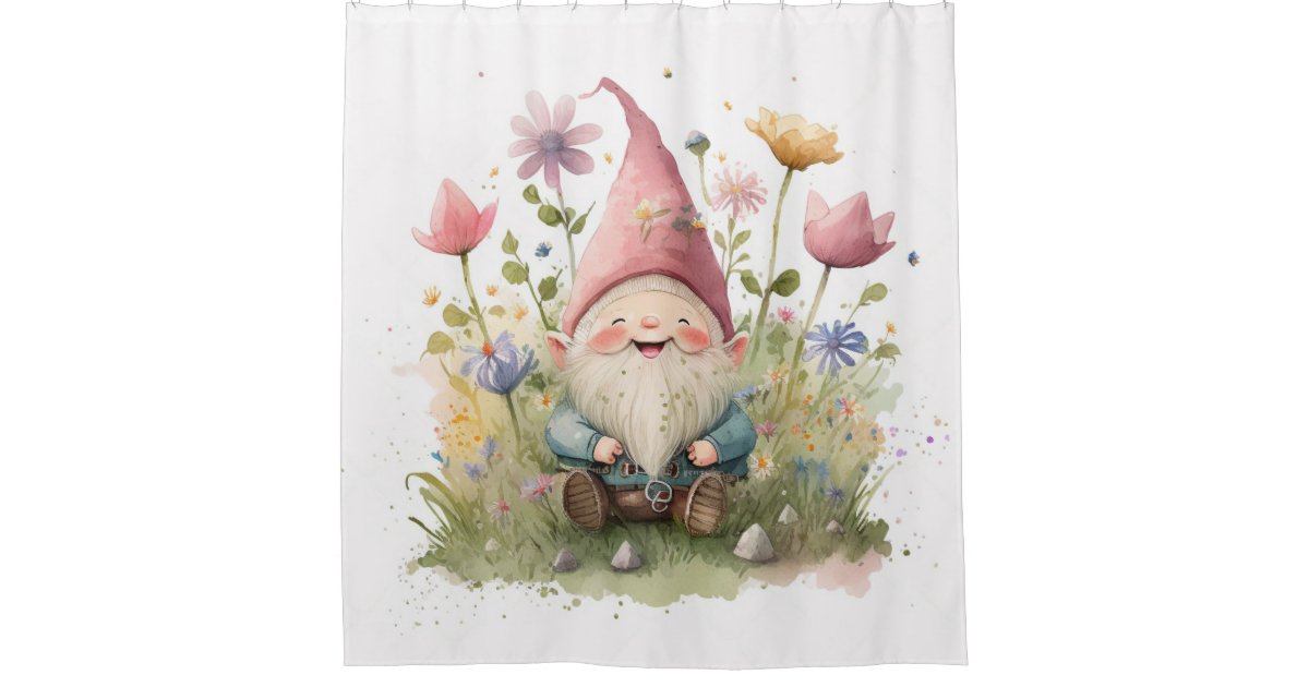 Happy gnome shower curtain Zazzle